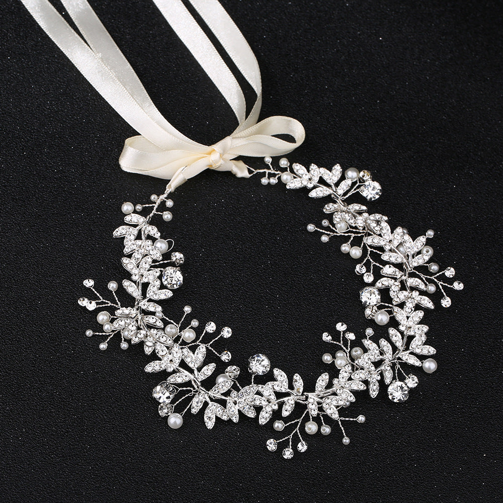 Alloy Pearl Rhinestone Handmade Wedding Belt Hair Accessory