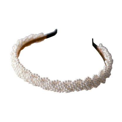 Trendy Pearl Beaded Hairband Wedding Hairpiece