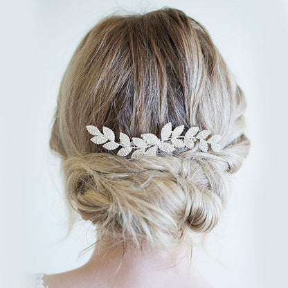 Wave Design Bridal Hair Comb with Rhinestone Accents