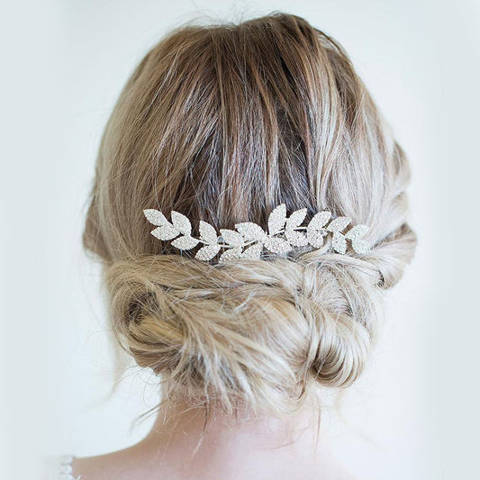 Wave Design Bridal Hair Comb with Rhinestone Accents