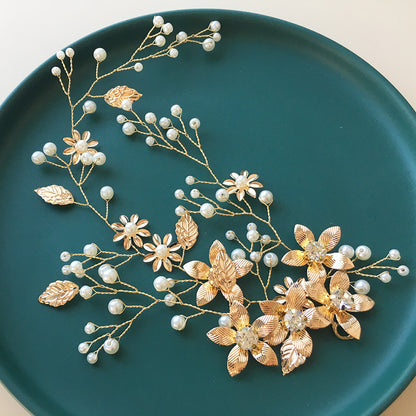 Gold Leaf Flower Headband Wedding Hair Accessory
