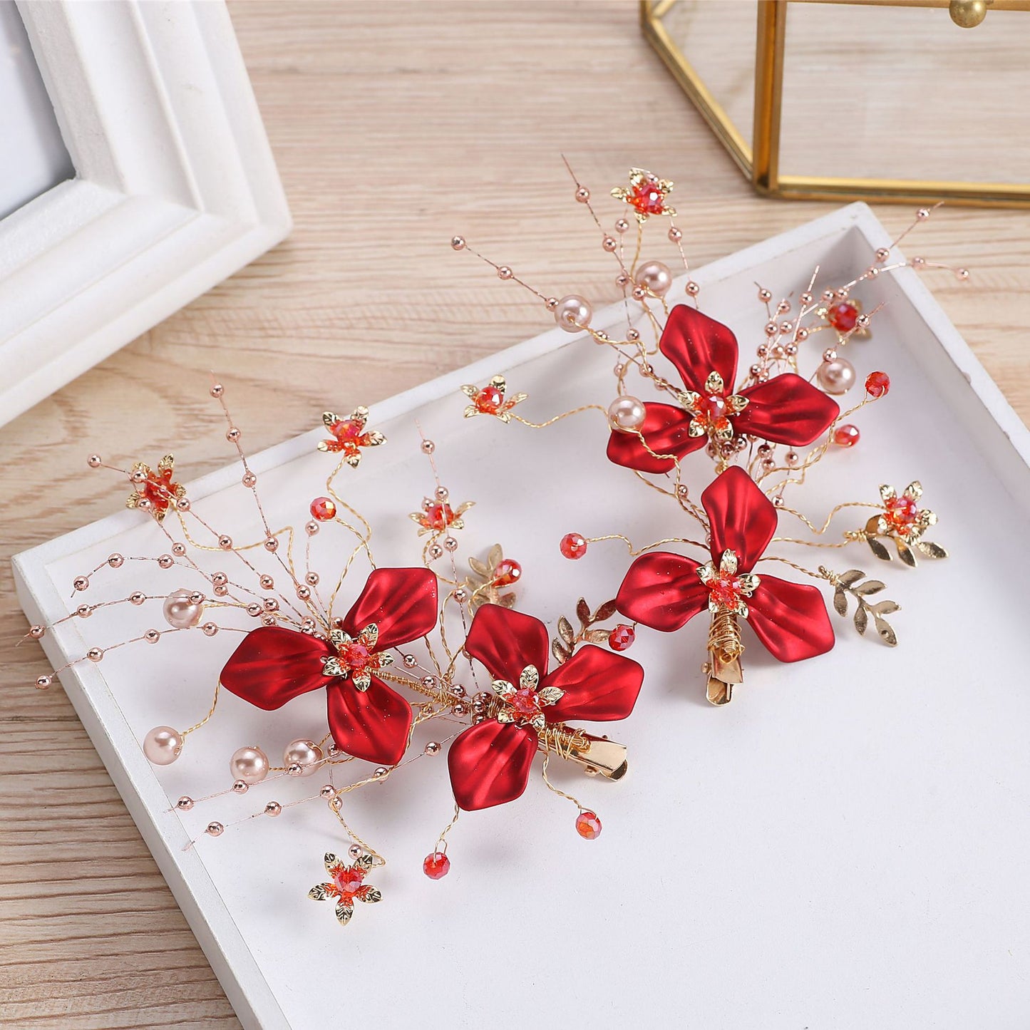 Floral Hair Clips Set Bridal Wedding Party