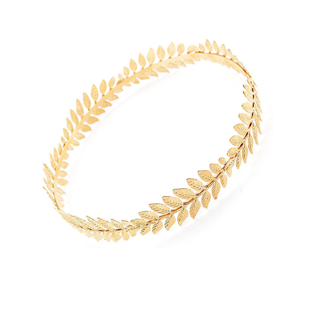 Vintage Greek-Style Gold Olive Leaf Crown Headband for Brides