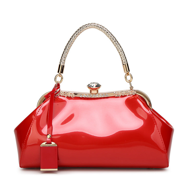 Fashionable Glossy Red Handbag for Brides