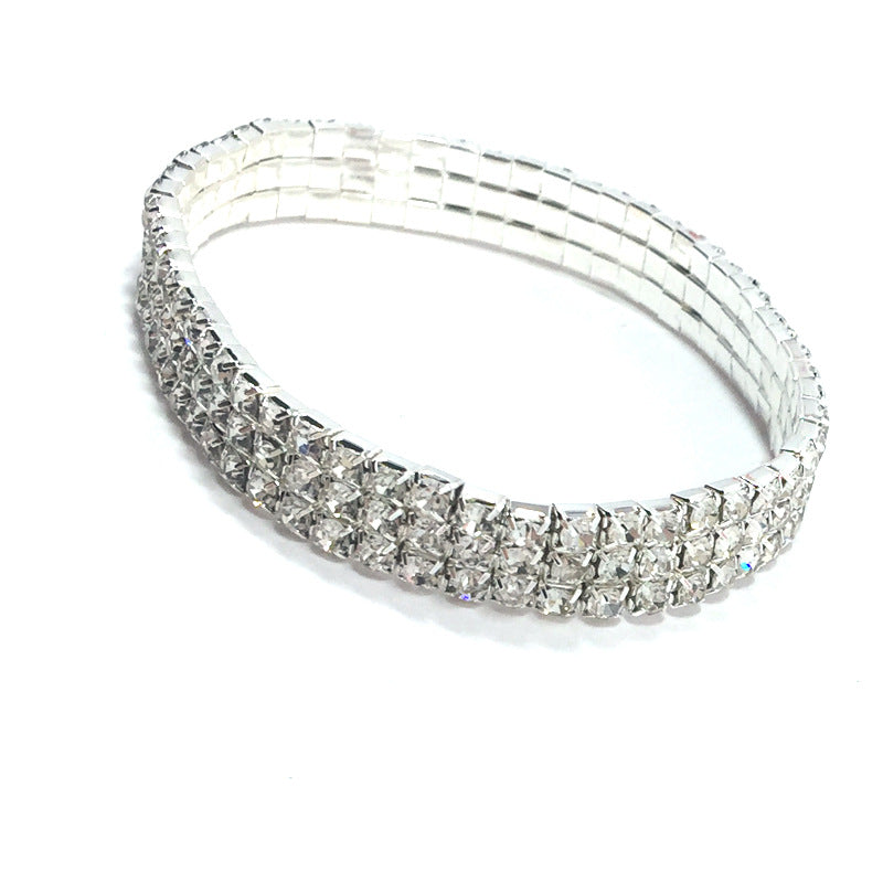 Sparkling Crystal Anklet Bracelet European American Style Silver Gold
