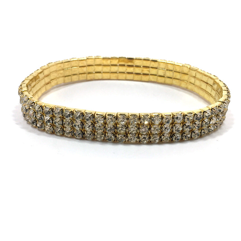 Sparkling Crystal Anklet Bracelet European American Style Silver Gold