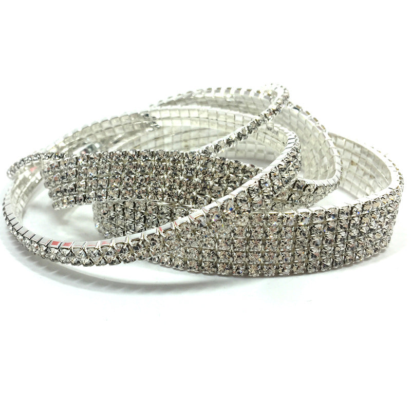 Sparkling Crystal Anklet Bracelet European American Style Silver Gold