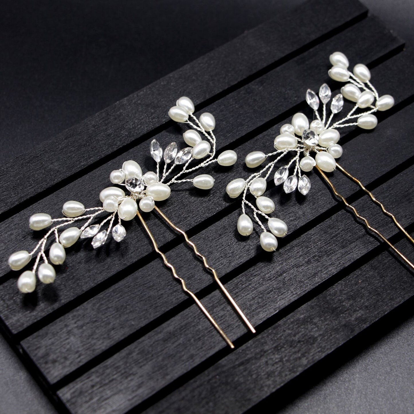 Handmade Pearl Crystal U Shaped Hairpin Bridal Hairpiece