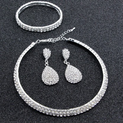 Crystal Bridal Jewelry Set Necklace Bracelet Earrings