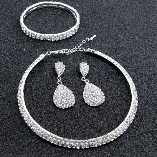 Crystal Bridal Jewelry Set Necklace Bracelet Earrings