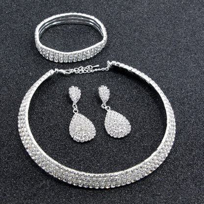 Crystal Bridal Jewelry Set Necklace Bracelet Earrings