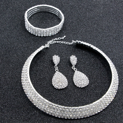 Crystal Bridal Jewelry Set Necklace Bracelet Earrings
