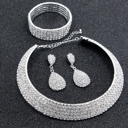 Crystal Bridal Jewelry Set Necklace Bracelet Earrings
