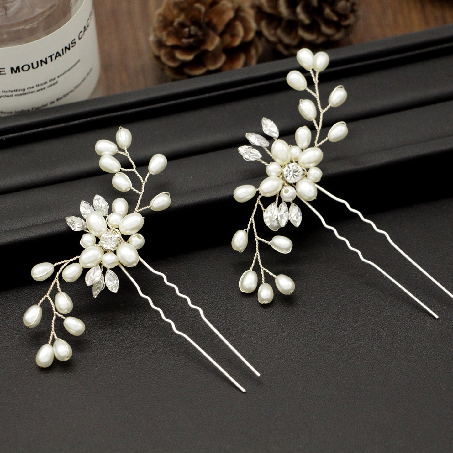 Handmade Pearl Crystal U Shaped Hairpin Bridal Hairpiece