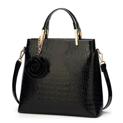 Glossy Crocodile Texture Handbag Classic Tote for Women