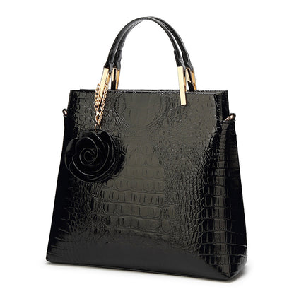 Glossy Crocodile Texture Handbag Classic Tote for Women