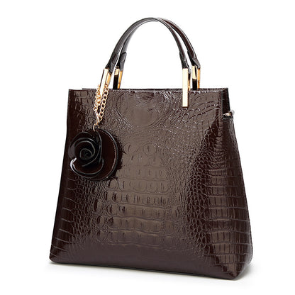 Glossy Crocodile Texture Handbag Classic Tote for Women