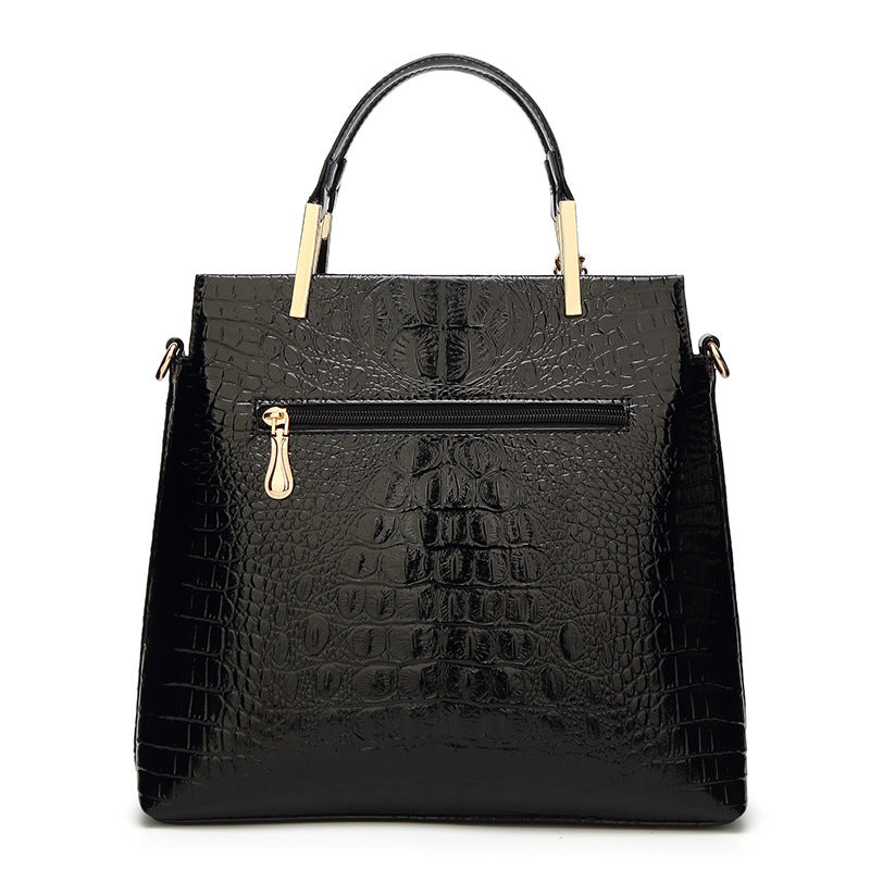 Glossy Crocodile Texture Handbag Classic Tote for Women
