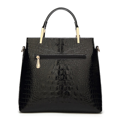 Glossy Crocodile Texture Handbag Classic Tote for Women