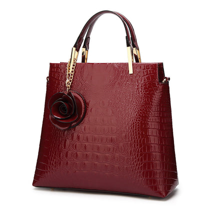 Glossy Crocodile Texture Handbag Classic Tote for Women