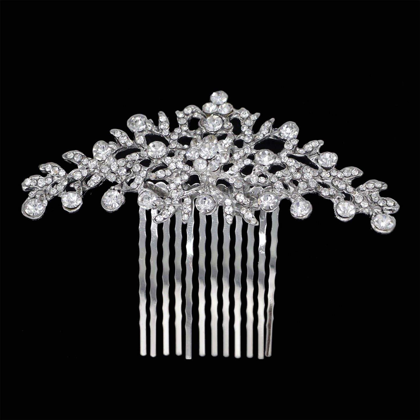 Silver Plated Alloy Hair Comb Floral Bridal Wedding Hairpiece