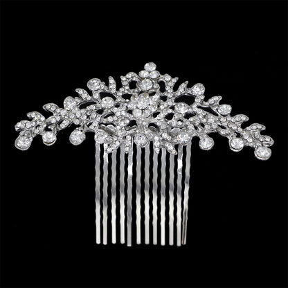 Silver Plated Alloy Hair Comb Floral Bridal Wedding Hairpiece