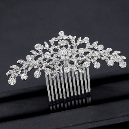 Silver Plated Alloy Hair Comb Floral Bridal Wedding Hairpiece