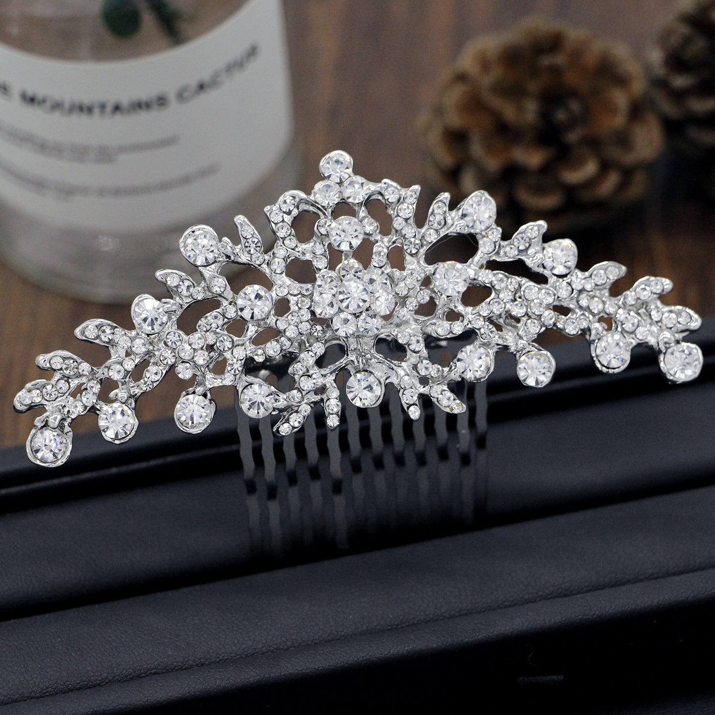 Silver Plated Alloy Hair Comb Floral Bridal Wedding Hairpiece