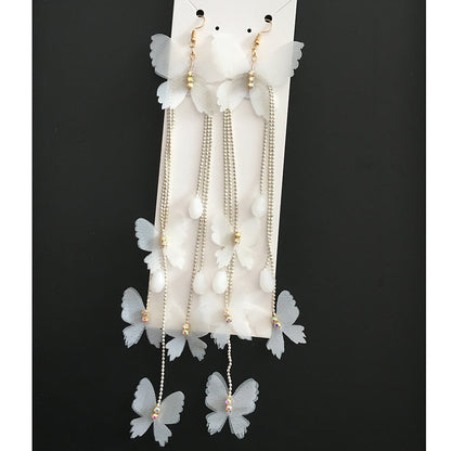 Butterfly Drop Earrings with Floral Mesh Bridal Accessory