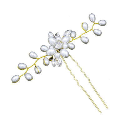 Handmade Pearl Crystal U Shaped Hairpin Bridal Hairpiece