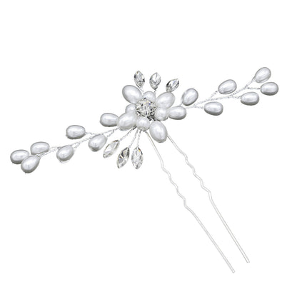Handmade Pearl Crystal U Shaped Hairpin Bridal Hairpiece