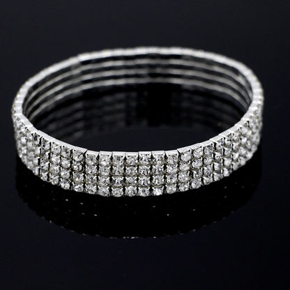 Sparkling Crystal Anklet Bracelet European American Style Silver Gold