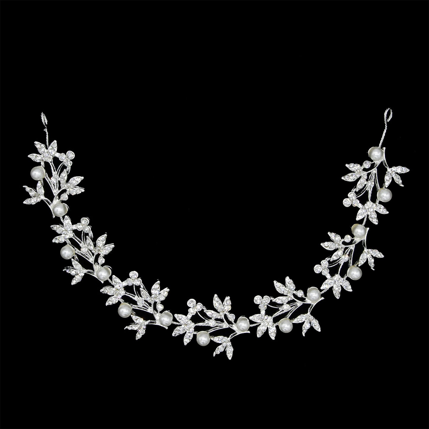 Rhinestone Alloy Leaf Pearl Hair Accessories Bridal