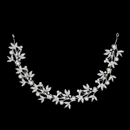 Rhinestone Alloy Leaf Pearl Hair Accessories Bridal