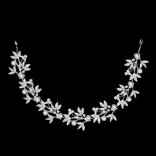 Rhinestone Alloy Leaf Pearl Hair Accessories Bridal