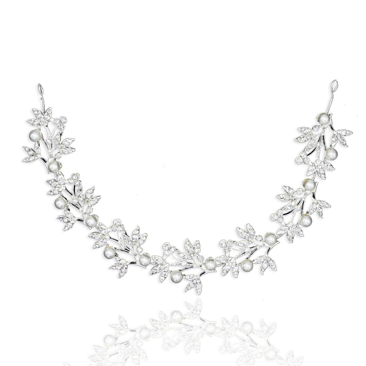 Rhinestone Alloy Leaf Pearl Hair Accessories Bridal