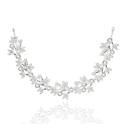 Rhinestone Alloy Leaf Pearl Hair Accessories Bridal