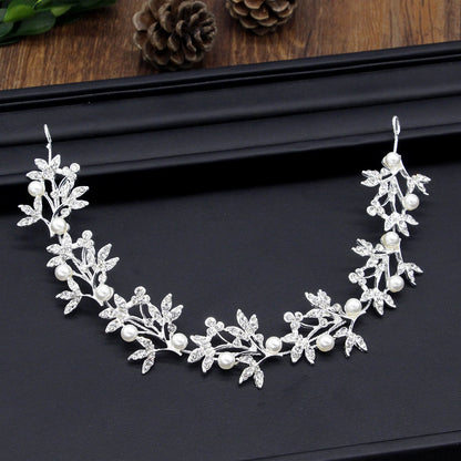 Rhinestone Alloy Leaf Pearl Hair Accessories Bridal