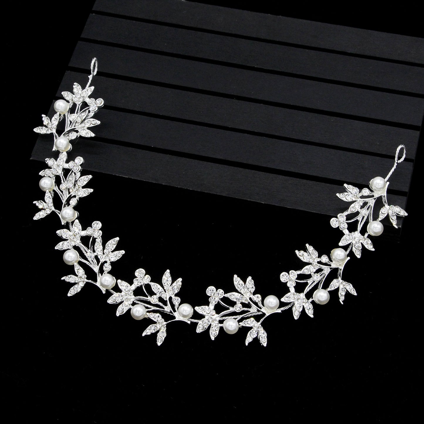 Rhinestone Alloy Leaf Pearl Hair Accessories Bridal