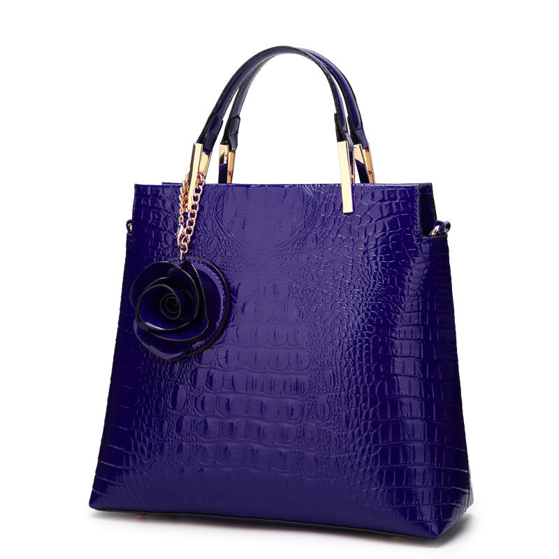 Glossy Crocodile Texture Handbag Classic Tote for Women