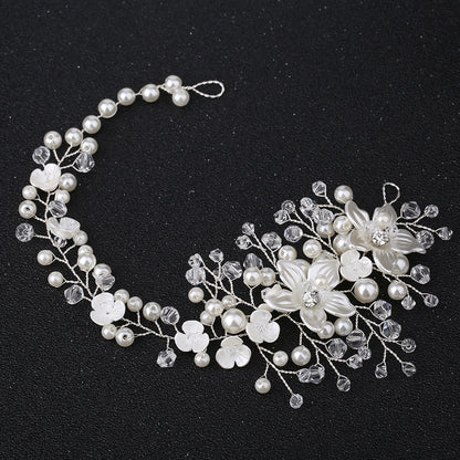 Floral Pearl Crystal Handmade Headband Bridal Hairpiece