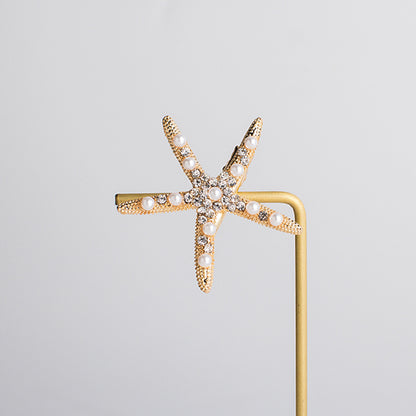 Starfish Rhinestone Hair Clip Trendy Gold Silver Bridal Accessory