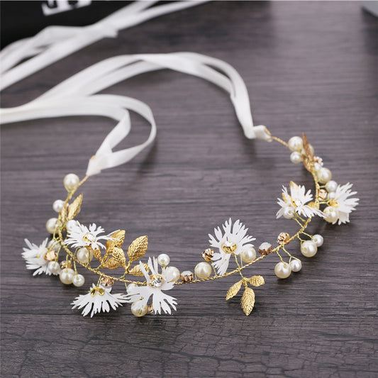 Minimalist Daisy Crystal Handmade Headband Wedding Hairpiece