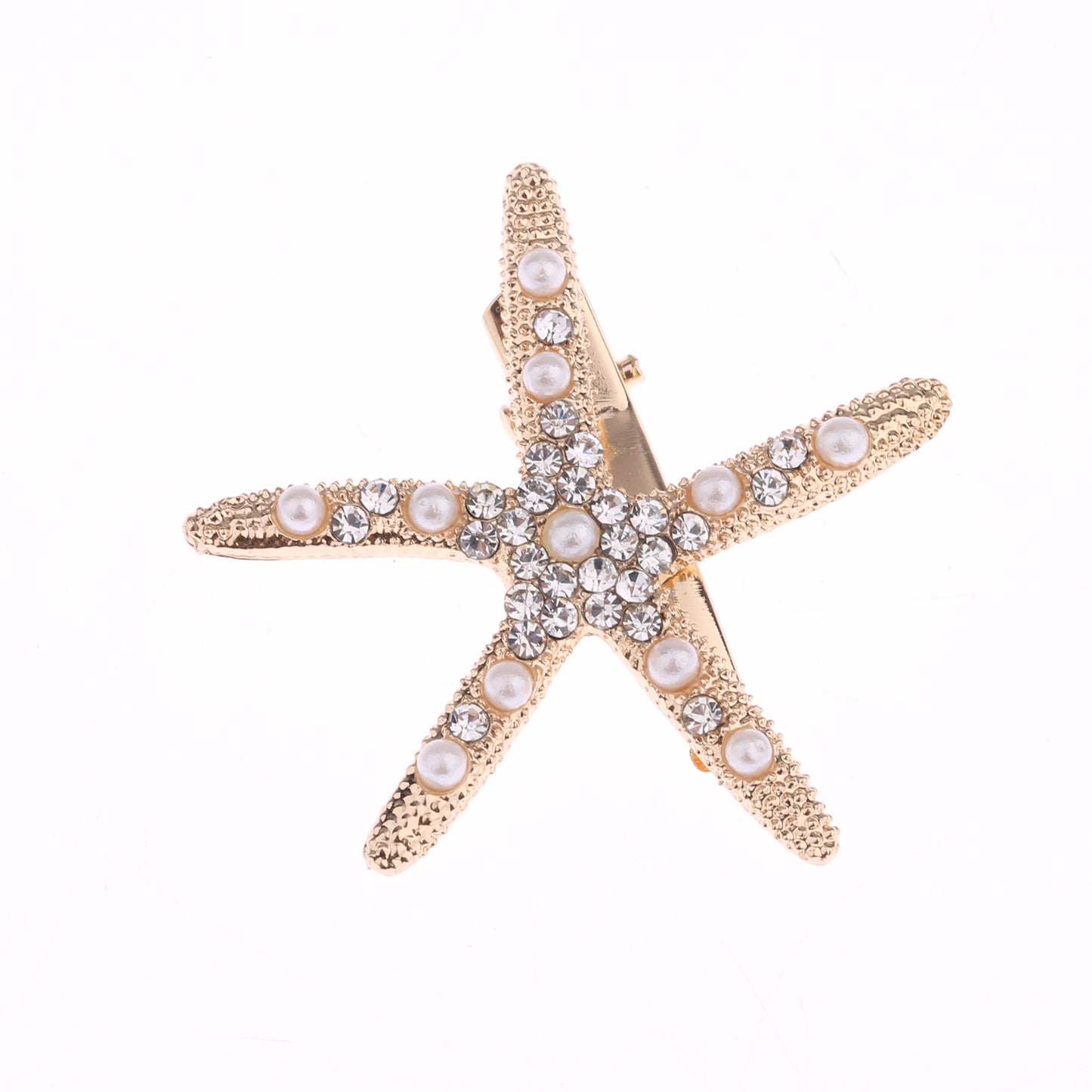 Starfish Rhinestone Hair Clip Trendy Gold Silver Bridal Accessory