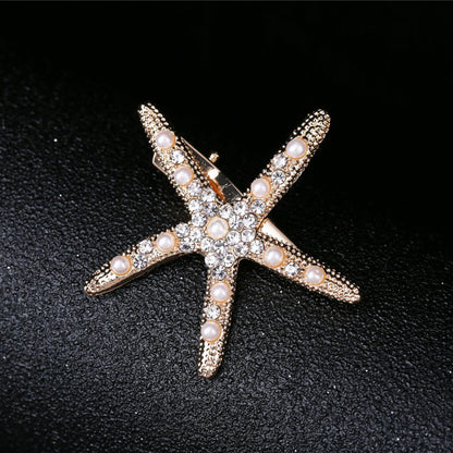 Starfish Rhinestone Hair Clip Trendy Gold Silver Bridal Accessory