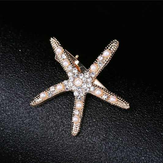 Starfish Rhinestone Hair Clip Trendy Gold Silver Bridal Accessory