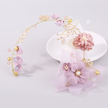 Gold Leaf Purple Handmade Bridal Floral Headpiece