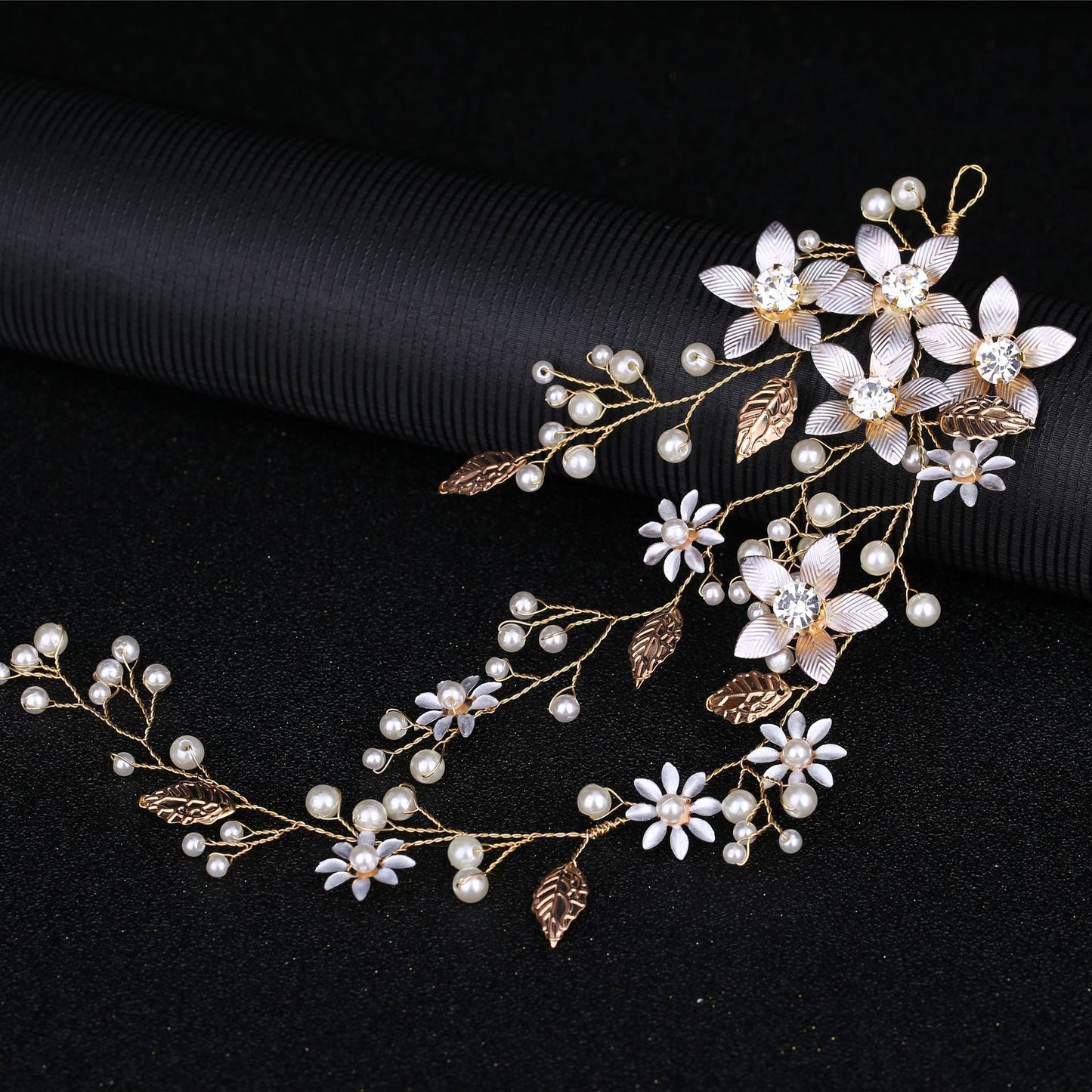 Gold Leaf Flower Headband Wedding Hair Accessory