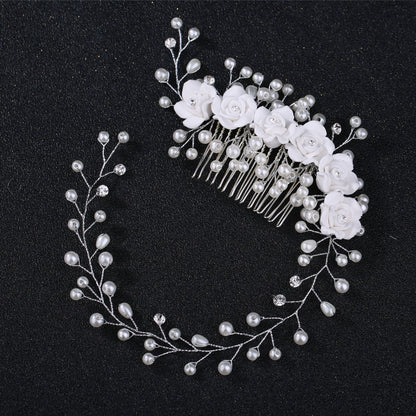 Handmade Pearl Floral Hair Comb Headband Wedding Hairpiece