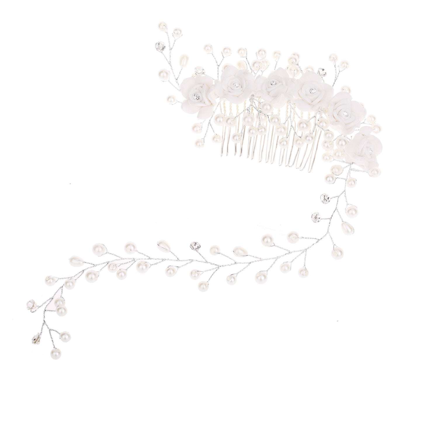 Handmade Pearl Floral Hair Comb Headband Wedding Hairpiece